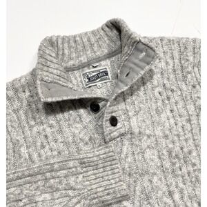 SCHOTT BROS Men's Chunky Knit Sweater Funnel Mock Neck Wool Blend Gray Size XL